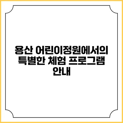 용산 어린이정원에서의 특별한 체험 프로그램 안내