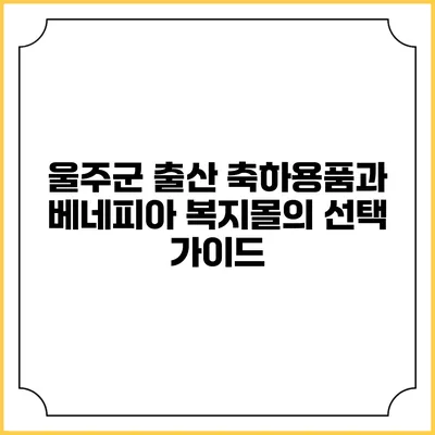 울주군 출산 축하용품과 베네피아 복지몰의 선택 가이드