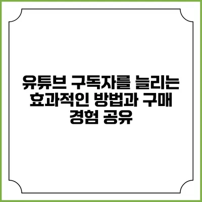 유튜브 구독자를 늘리는 효과적인 방법과 구매 경험 공유