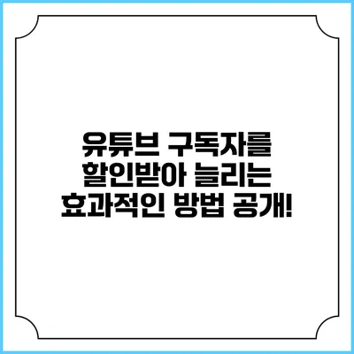 유튜브 구독자를 할인받아 늘리는 효과적인 방법 공개!