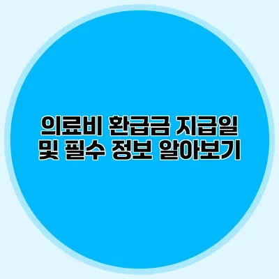 의료비 환급금 지급일 및 필수 정보 알아보기