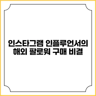 인스타그램 인플루언서의 해외 팔로워 구매 비결