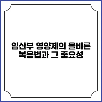 임산부 영양제의 올바른 복용법과 그 중요성