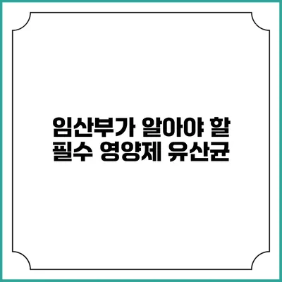 임산부가 알아야 할 필수 영양제: 유산균