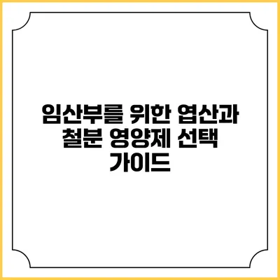 임산부를 위한 엽산과 철분 영양제 선택 가이드