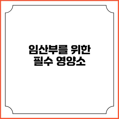 임산부를 위한 필수 영양소