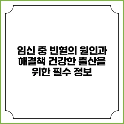 임신 중 빈혈의 원인과 해결책: 건강한 출산을 위한 필수 정보