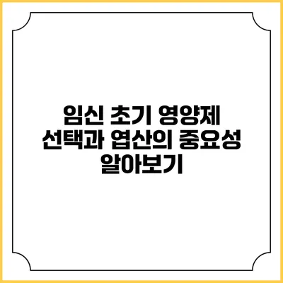 임신 초기 영양제 선택과 엽산의 중요성 알아보기