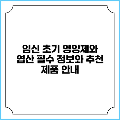 임신 초기 영양제와 엽산: 필수 정보와 추천 제품 안내