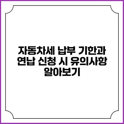 자동차세 납부 기한과 연납 신청 시 유의사항 알아보기