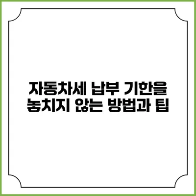 자동차세 납부 기한을 놓치지 않는 방법과 팁