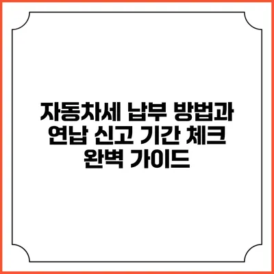 자동차세 납부 방법과 연납 신고 기간 체크 완벽 가이드