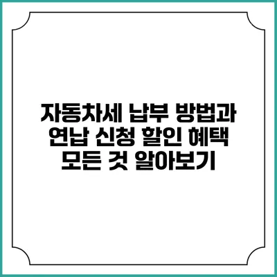자동차세 납부 방법과 연납 신청 할인 혜택 모든 것 알아보기