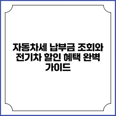 자동차세 납부금 조회와 전기차 할인 혜택 완벽 가이드