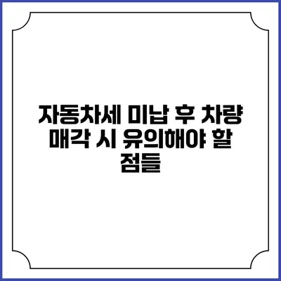 자동차세 미납 후 차량 매각 시 유의해야 할 점들