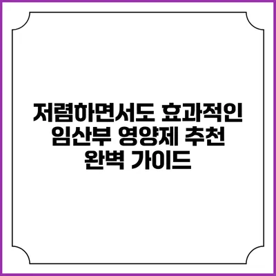 저렴하면서도 효과적인 임산부 영양제 추천 완벽 가이드