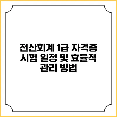 전산회계 1급 자격증 시험 일정 및 효율적 관리 방법