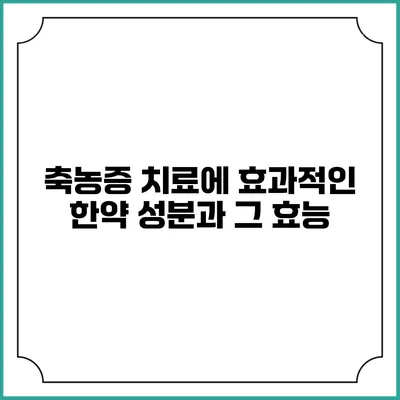 축농증 치료에 효과적인 한약 성분과 그 효능