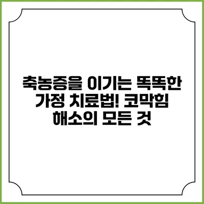 축농증을 이기는 똑똑한 가정 치료법! 코막힘 해소의 모든 것