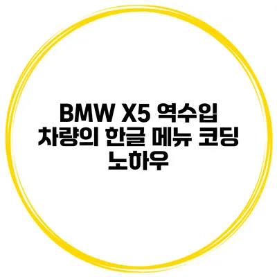 BMW X5 역수입 차량의 한글 메뉴 코딩 노하우