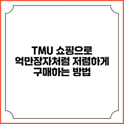 TMU 쇼핑으로 억만장자처럼 저렴하게 구매하는 방법