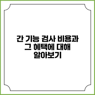 간 기능 검사 비용과 그 혜택에 대해 알아보기