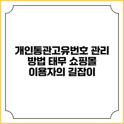 개인통관고유번호 관리 방법: 태무 쇼핑몰 이용자의 길잡이