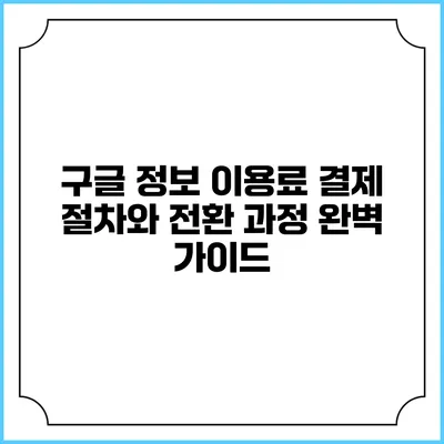 구글 정보 이용료 결제 절차와 전환 과정 완벽 가이드