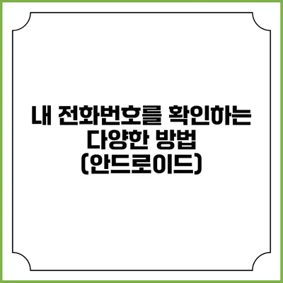 내 전화번호를 확인하는 다양한 방법 (안드로이드)