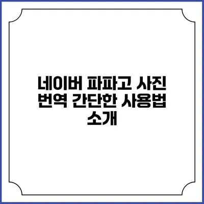 네이버 파파고 사진 번역 간단한 사용법 소개
