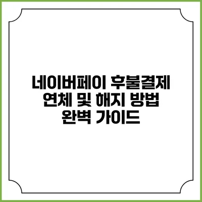 네이버페이 후불결제 연체 및 해지 방법 완벽 가이드