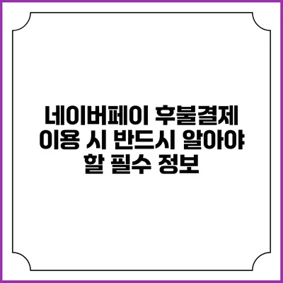 네이버페이 후불결제 이용 시 반드시 알아야 할 필수 정보