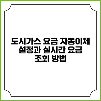 도시가스 요금 자동이체 설정과 실시간 요금 조회 방법