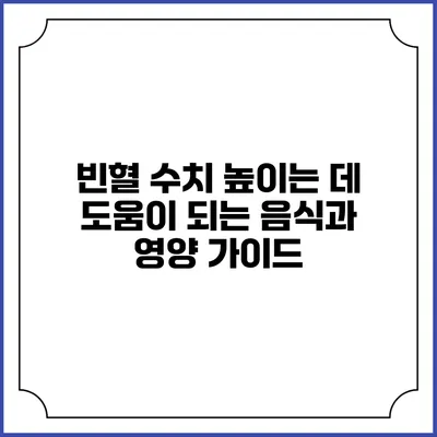 빈혈 수치 높이는 데 도움이 되는 음식과 영양 가이드