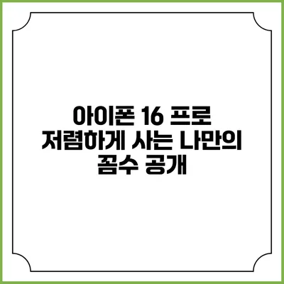 아이폰 16 프로 저렴하게 사는 나만의 꼼수 공개