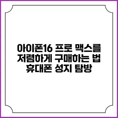 아이폰16 프로 맥스를 저렴하게 구매하는 법: 휴대폰 성지 탐방