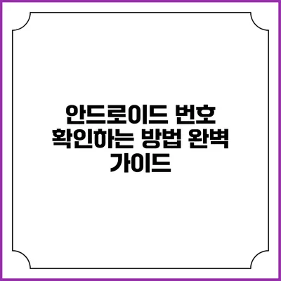 안드로이드 번호 확인하는 방법 완벽 가이드