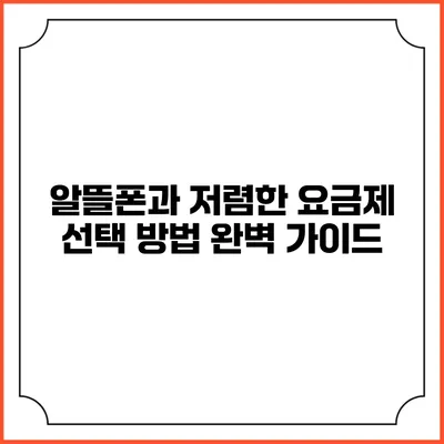 알뜰폰과 저렴한 요금제 선택 방법 완벽 가이드