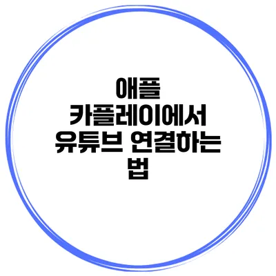 애플 카플레이에서 유튜브 연결하는 법