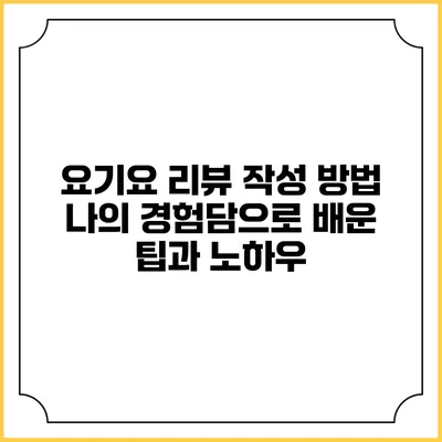 요기요 리뷰 작성 방법: 나의 경험담으로 배운 팁과 노하우