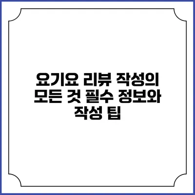 요기요 리뷰 작성의 모든 것: 필수 정보와 작성 팁