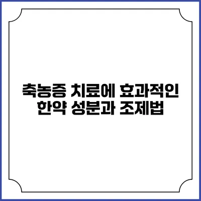 축농증 치료에 효과적인 한약 성분과 조제법