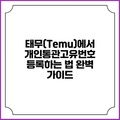 태무(Temu)에서 개인통관고유번호 등록하는 법 완벽 가이드