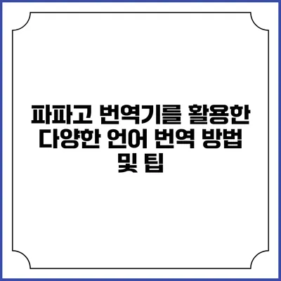 파파고 번역기를 활용한 다양한 언어 번역 방법 및 팁