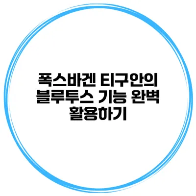 폭스바겐 티구안의 블루투스 기능 완벽 활용하기