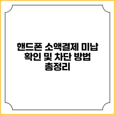 핸드폰 소액결제 미납 확인 및 차단 방법 총정리