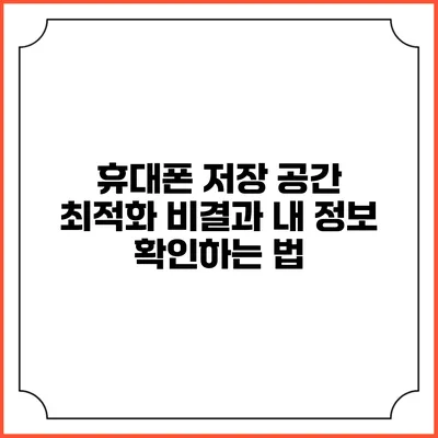 휴대폰 저장 공간 최적화 비결과 내 정보 확인하는 법